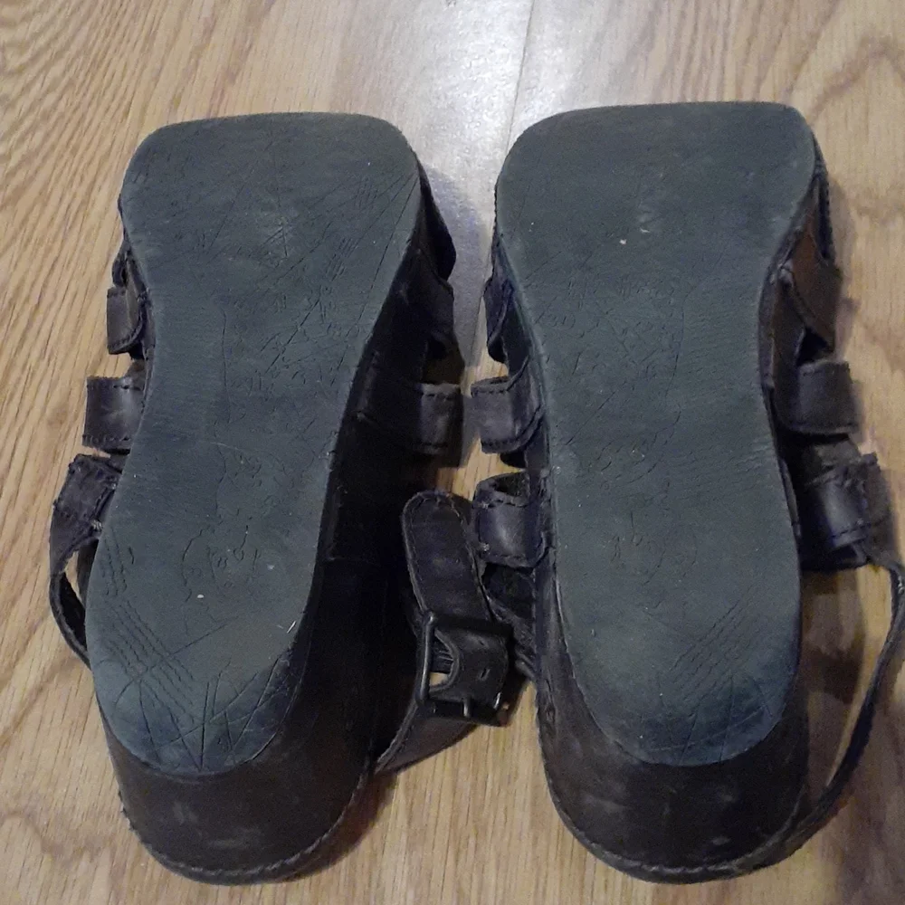 Bussola platform sandals brown leather sz 7